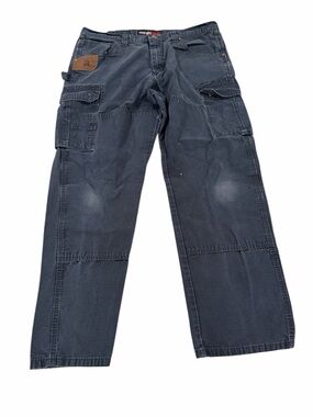 Wrangler Riggs Workwear Cargo Work Pants Mens 38x32 Navy Ripstop Double Knee